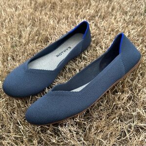 Rothy's The Daily Flat Womens 8 Maritime Navy Blue Round Toe Ballet Shoe Knit